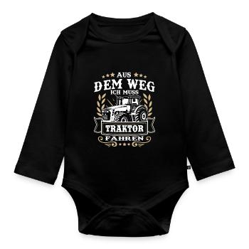 Chemise Tracteur · Agriculture · Hors du chemin! - Body Bébé bio manches longues - noir - Devant