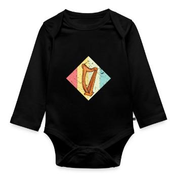 Harfe - Baby Bio-Langarm-Body - Schwarz - Vorne