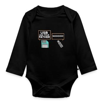 USB I am Your Father Nerd Computer IT Geek - Baby Bio-Langarm-Body - Schwarz - Vorne