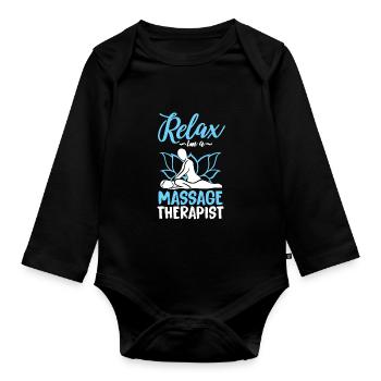 Massage Therapeut Massageliege Relax Öl Geschenk - Baby Bio-Langarm-Body - Schwarz - Vorne