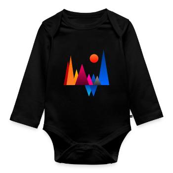 Mountain colors - Organic Longsleeve Baby Bodysuit - black - Front