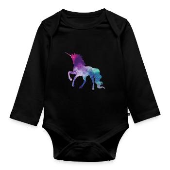 Licorne, Licorne, J’aime les licornes - Body Bébé bio manches longues - noir - Devant