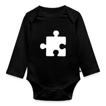 Puzzle piece autism consciousness gift - Organic Longsleeve Baby Bodysuit - black - Front