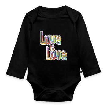 Love Is Love Gay Pansexual Bi LGBTQ LGBT Gift - Organic Longsleeve Baby Bodysuit - black - Front