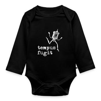 tempus fugit - Le temps fuit le latin - Body Bébé bio manches longues - noir - Devant