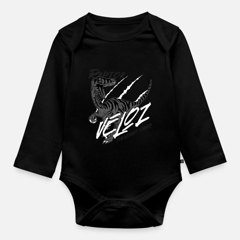Cool Saurus - Organic Longsleeve Baby Bodysuit - black