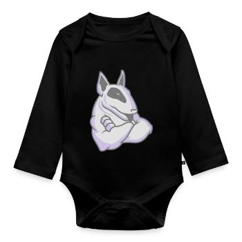 Bullterrier-Maskottchen 3c - Baby Bio-Langarm-Body - Schwarz - Vorne
