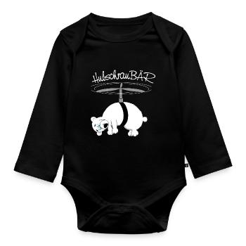 herziger, drolliger Bär - Baby Bio-Langarm-Body - Schwarz - Vorne