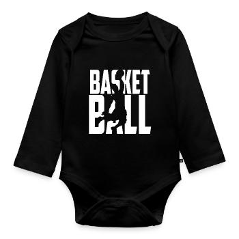 basket-ball - Body Bébé bio manches longues - noir - Devant