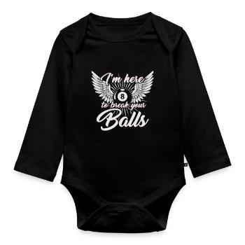 Billiard player pool gift - Organic Longsleeve Baby Bodysuit - black - Front