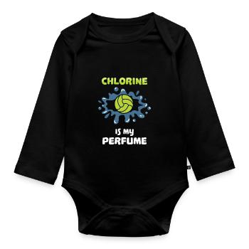 Chlorine smell perfume perfume fragrance swimming pool - Organic Longsleeve Baby Bodysuit - black - Front