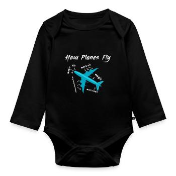 How Planes Fly Geschenk - Baby Bio-Langarm-Body - Schwarz - Vorne