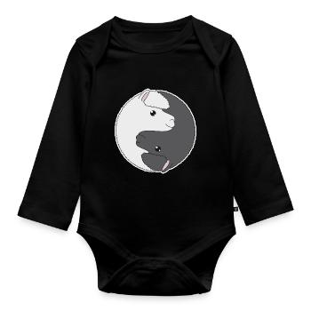 Bonbons Lama Yin Yang yoga cadeau d’alpaga - Body Bébé bio manches longues - noir - Devant