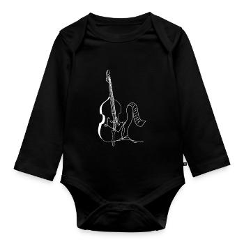Kontrabass Double Bass Kontrabassist Notenblatt - Baby Bio-Langarm-Body - Schwarz - Vorne
