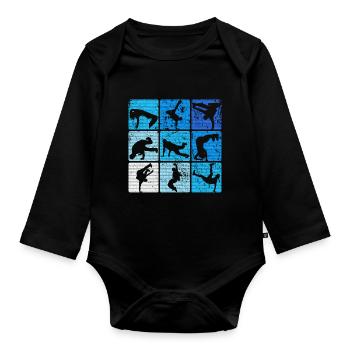Breakdance Tanzen B-Boying B-Girling Hip Hop - Baby Bio-Langarm-Body - Schwarz - Vorne