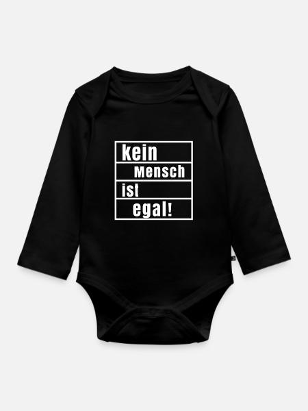 Kein Mensch ist illegal egal Europa Demokratie - Baby Bio-Langarm-Body - Schwarz