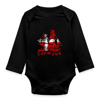 Danish flag - Organic Longsleeve Baby Bodysuit - black - Front