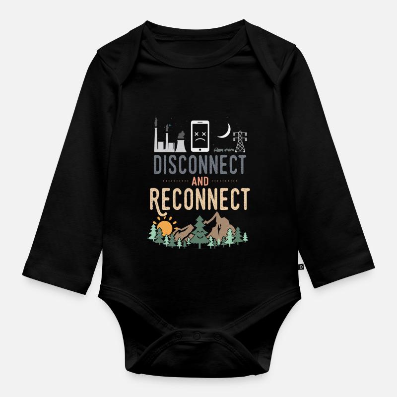 Disconnect And Reconnect - Organic Longsleeve Baby Bodysuit - black