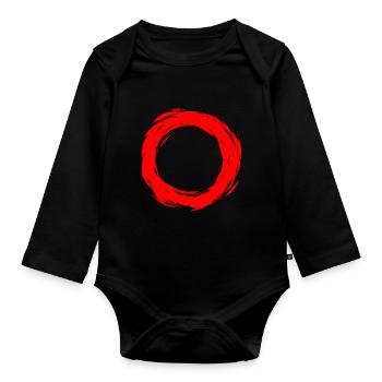 Circle design red circle shape new variant - Organic Longsleeve Baby Bodysuit - black - Front