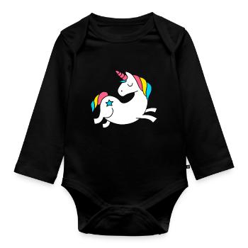 unicorn - Einhorn - Body Bébé bio manches longues - noir - Devant