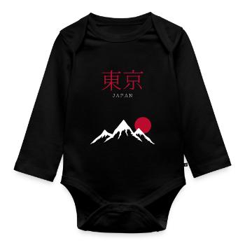 Japan Land der aufgehenden Sonne - Baby Bio-Langarm-Body - Schwarz - Vorne