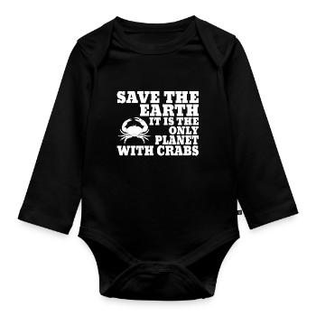 Crab cancer shellfish sea animal gift idea - Organic Longsleeve Baby Bodysuit - black - Front