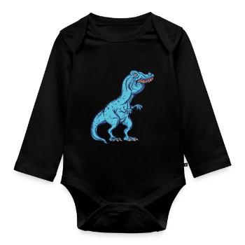 Tyrannosaurus Rex Overbite Rabbit Teeth Funny - Organic Longsleeve Baby Bodysuit - black - Front
