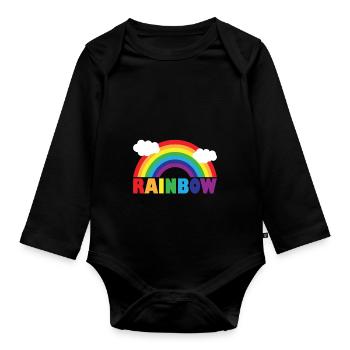 Regenbogen - Baby Bio-Langarm-Body - Schwarz - Vorne