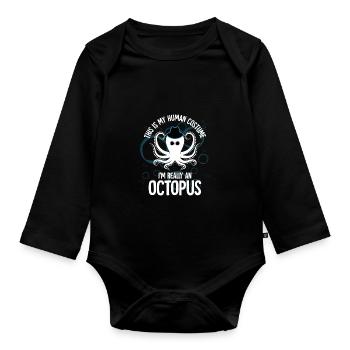 Oktopus Kraken Kostüm für Meeresbiologen - Baby Bio-Langarm-Body - Schwarz - Vorne