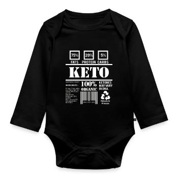 Keto Ketogenic Diet Ketosis Present Gift - Organic Longsleeve Baby Bodysuit - black - Front