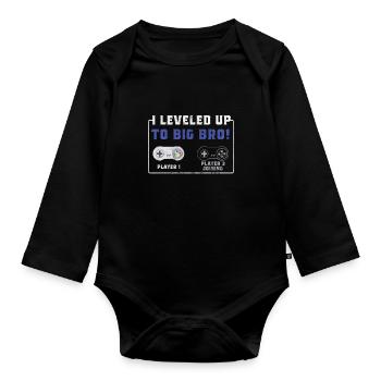 Level Up Gamer Zocker Big Bro Bruder Geschenk - Baby Bio-Langarm-Body - Schwarz - Vorne