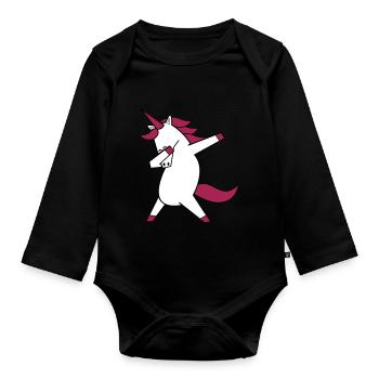 tamponner la licorne - Body Bébé bio manches longues - noir - Devant