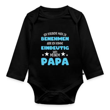 kind geburt baby Papa - Baby Bio-Langarm-Body - Schwarz - Vorne