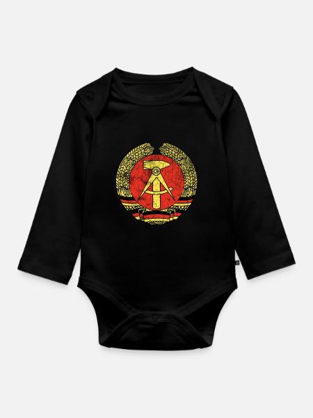 DDR retro Logo Deutschland DDR - Baby Bio-Langarm-Body - Schwarz