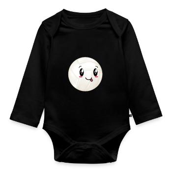 auf volley kawaii - Baby Bio-Langarm-Body - Schwarz - Vorne