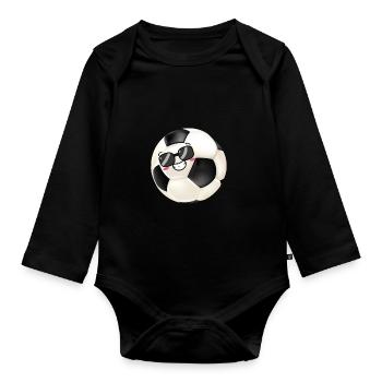 child soccer - Organic Longsleeve Baby Bodysuit - black - Front