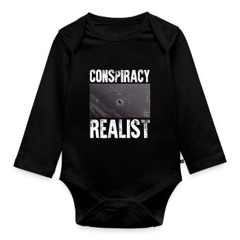 Verschwörung Realist Raumschiff UFO Alien Theorien Fu - Baby Bio-Langarm-Body - Schwarz - Vorne