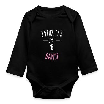 JE PEUX PAS J'AI DANSE - HUMOUR - Body Bébé bio manches longues - noir - Devant