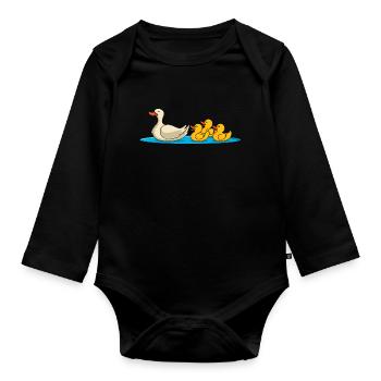 Duck Chicks - Duck Family - Organic Longsleeve Baby Bodysuit - black - Front