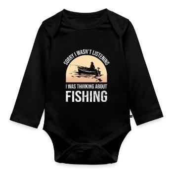 Pêcher pêche pêcher bateau cadeau - Body Bébé bio manches longues - noir - Devant