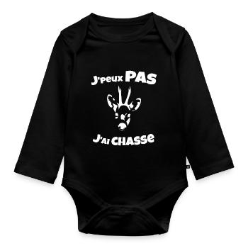 OBV – V.2 J’peux pas j’ai chasse #1 - Body Bébé bio manches longues - noir - Devant