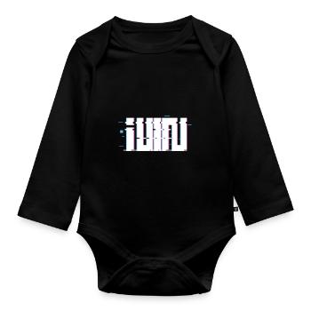 Gidle Logo Glitch - Baby Bio-Langarm-Body - Schwarz - Vorne