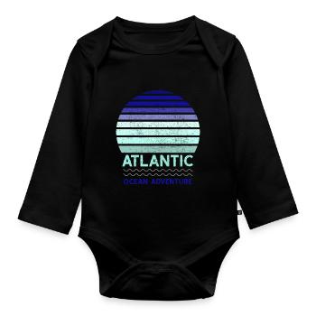 ATLANTIC - Ocean Adventure Sunset Blue, Light blue - Organic Longsleeve Baby Bodysuit - black - Front