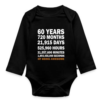 60 Years - Organic Longsleeve Baby Bodysuit - black - Front