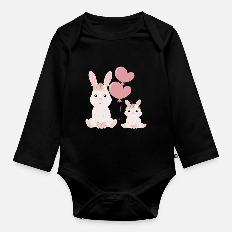 Süße Hasen hell - Baby Bio-Langarm-Body - Schwarz
