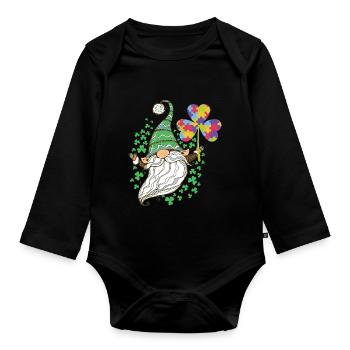 Autism Awareness Gnomes Shamro... Autism Awareness - Baby Bio-Langarm-Body - Schwarz - Vorne