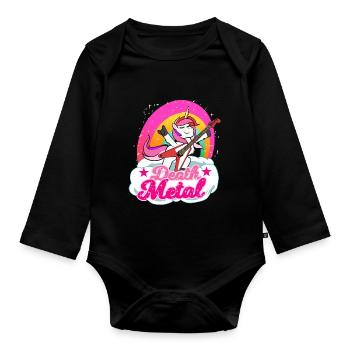 Death Metal Unicorn Gift for a Metal Music - Organic Longsleeve Baby Bodysuit - black - Front