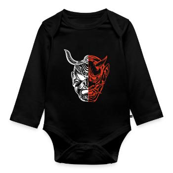 Demon Mask Hannya Hannyamask Japan Oni - Organic Longsleeve Baby Bodysuit - black - Front
