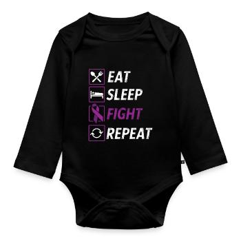 Mangez la lutte de sommeil répéter l’épilepsie ruban violet - Body Bébé bio manches longues - noir - Devant