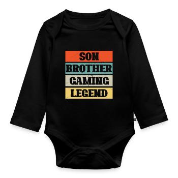 Jeu cadeau - Jeu fils de frère Jeux De Jeu - Body Bébé bio manches longues - noir - Devant